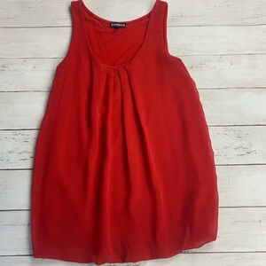 EXPRESS | Red Pleated Scoop Neck Tank Top XS